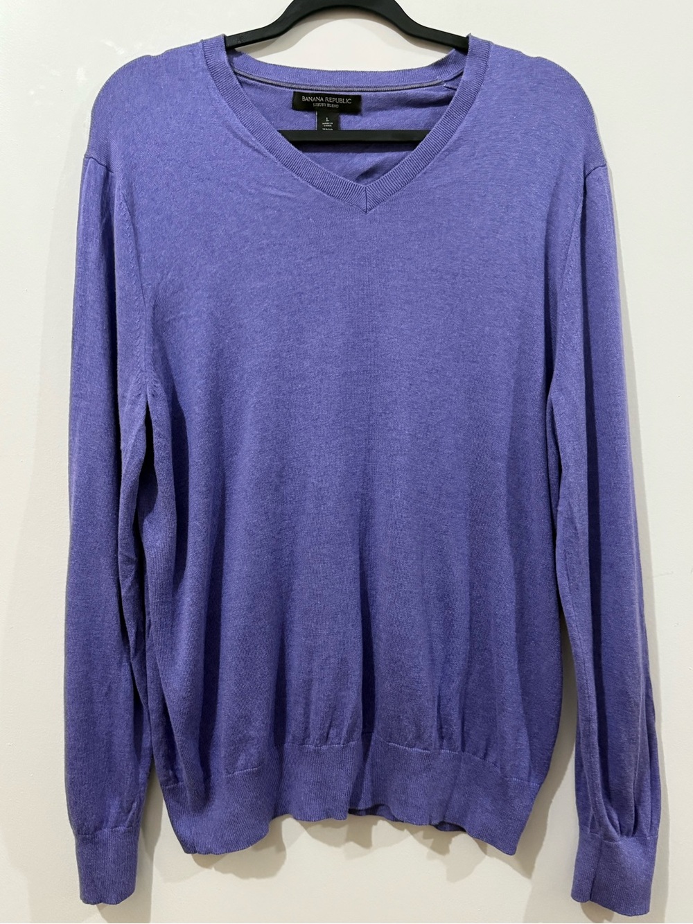 Banana Republic Purple Silk Cashmere Cotton V-Neck Sweater Size Large